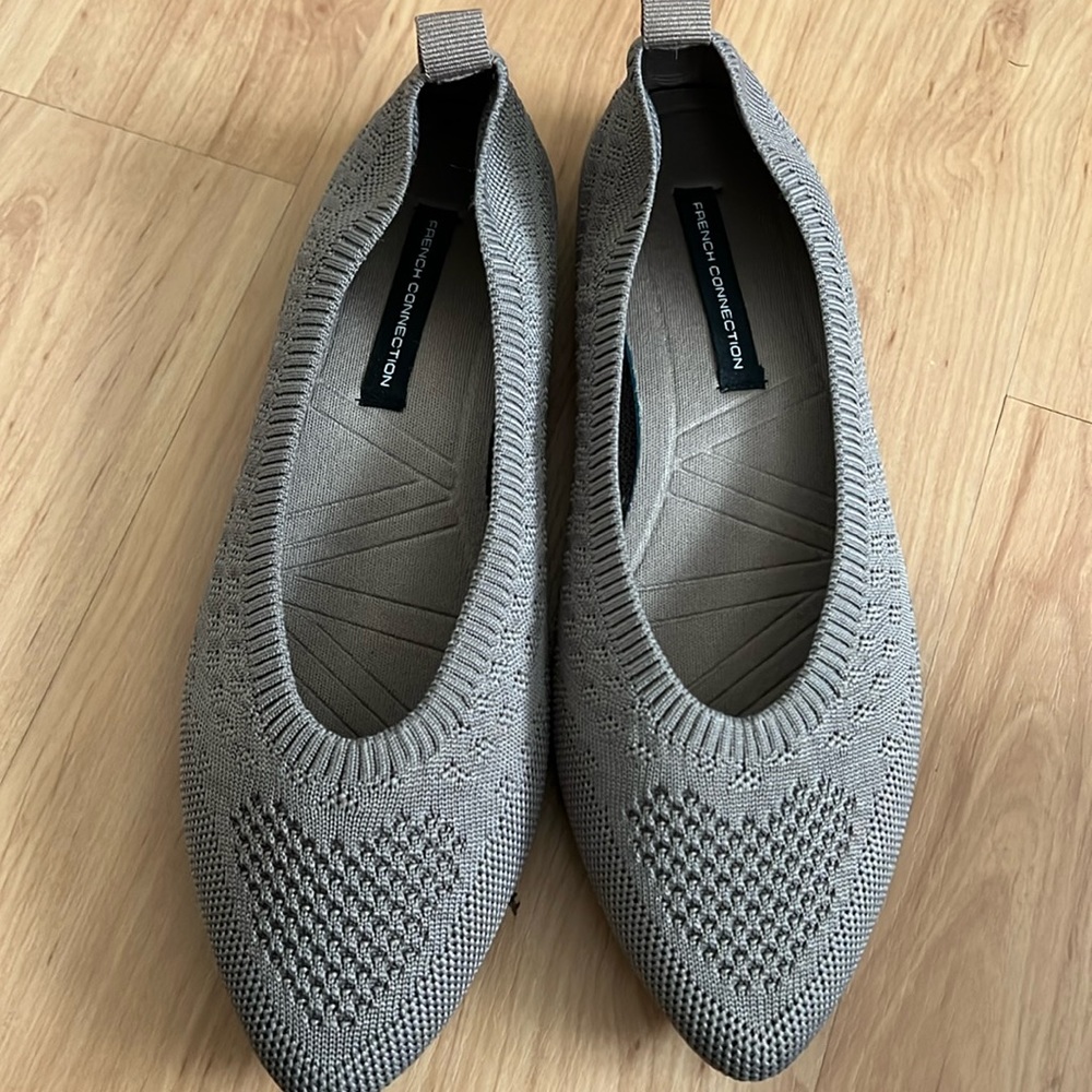 Never used- French connection- size 6 washable flats in taupe